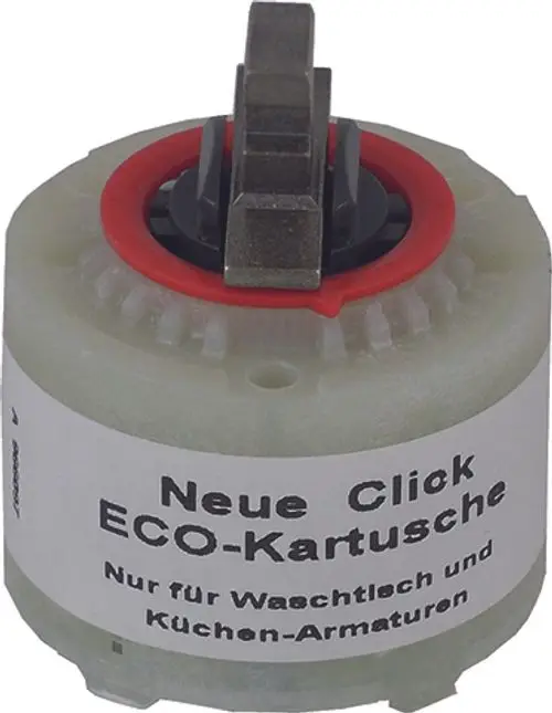 Kartusche von Ideal Standard mit Kunststoffgehäuse und zentralem Schaft, geeignet für Wasserhähne in Küchen und Waschbecken.